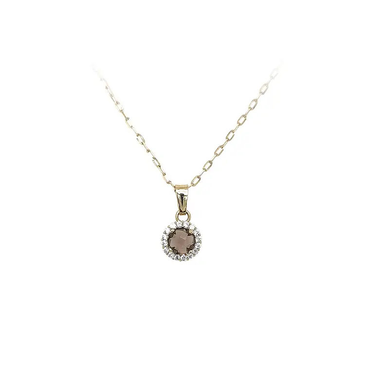 棕色宝石金吊坠