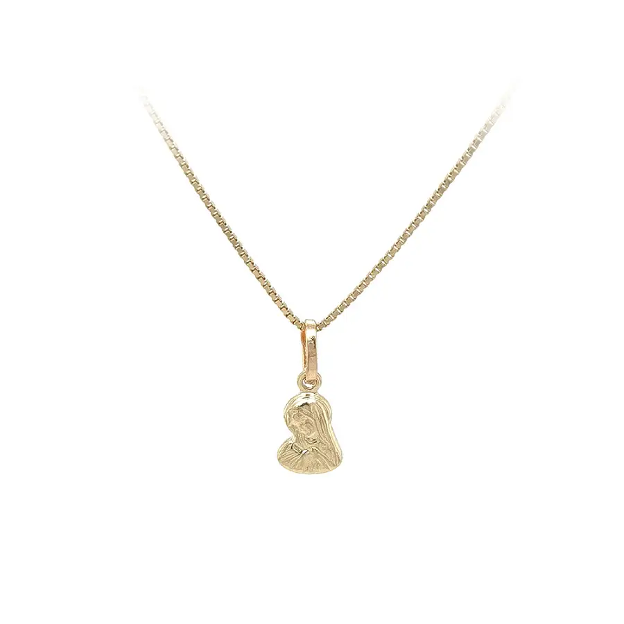 圣母玛利亚和耶稣基督图案灵性黄金吊坠