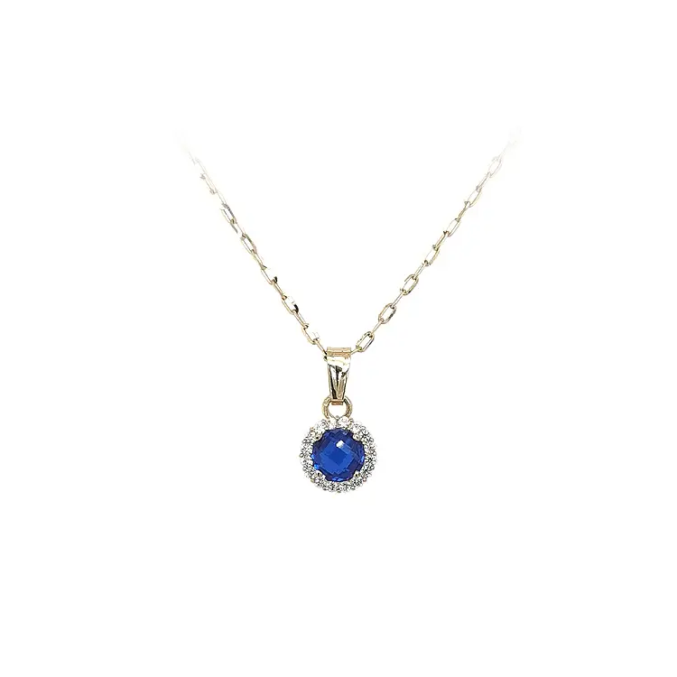 镶蓝色宝石的黄金吊坠
