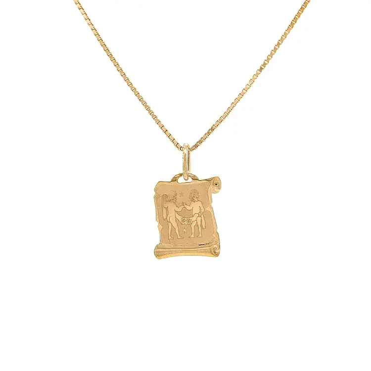 双胞胎标志黄金吊坠