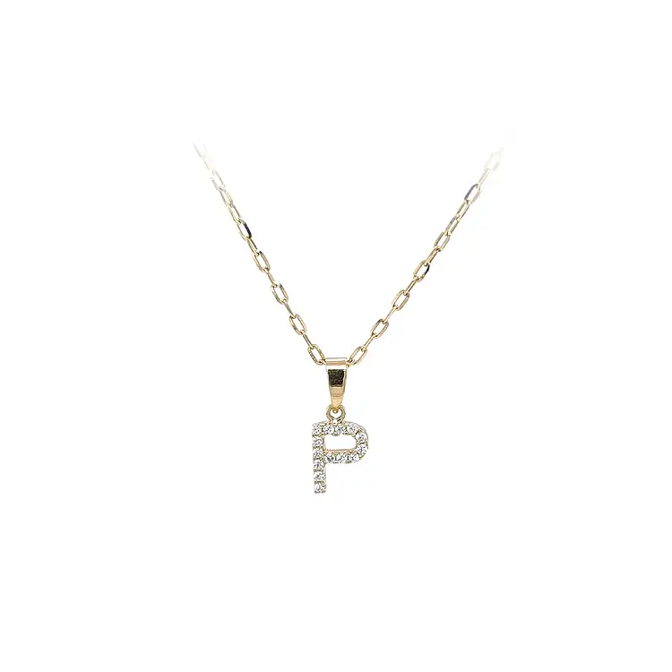 镶锆石字母 P 黄金吊坠