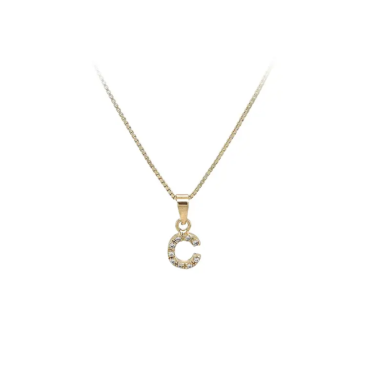 镶锆石字母 C 黄金吊坠
