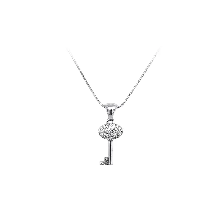 白金锆石钥匙吊坠