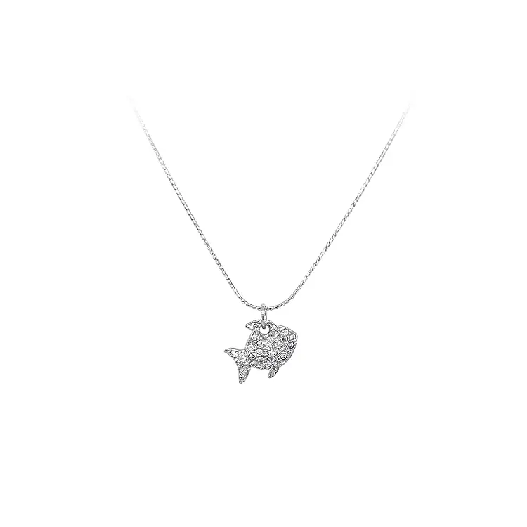 白金锆石鱼形吊坠