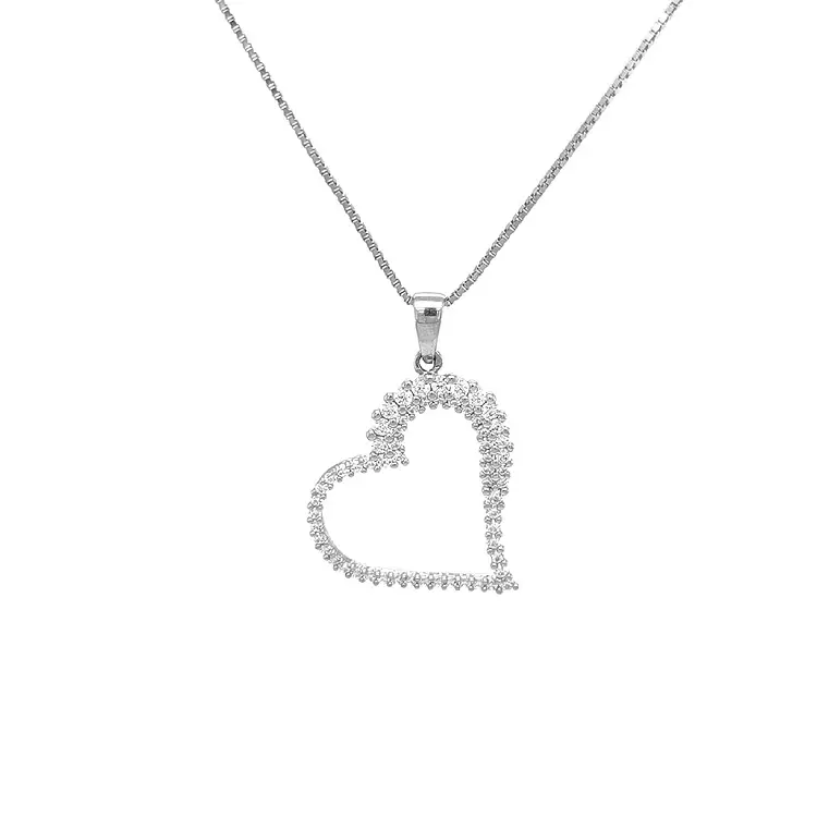 锆石心形金吊坠
