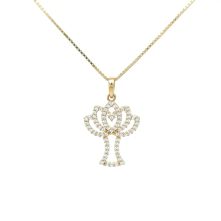 锆石黄金树形吊坠