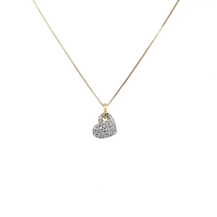 锆石心形金吊坠