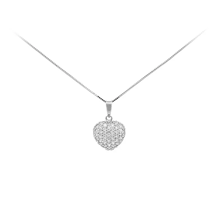 锆石心形金吊坠