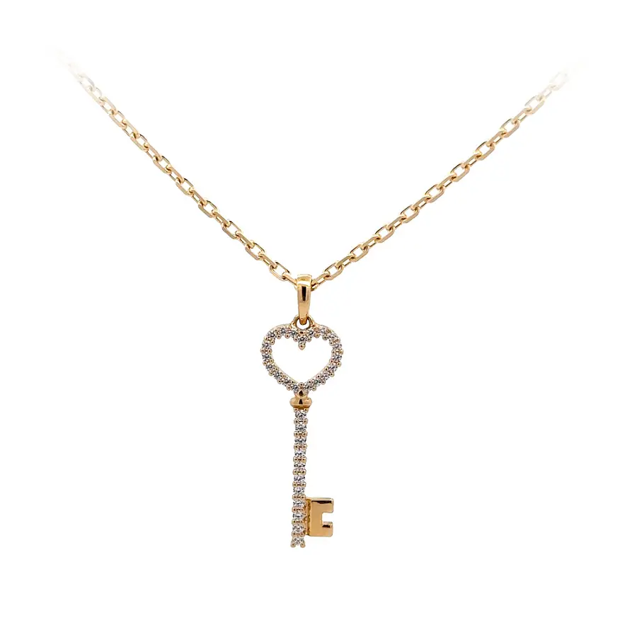 锆石金吊坠钥匙