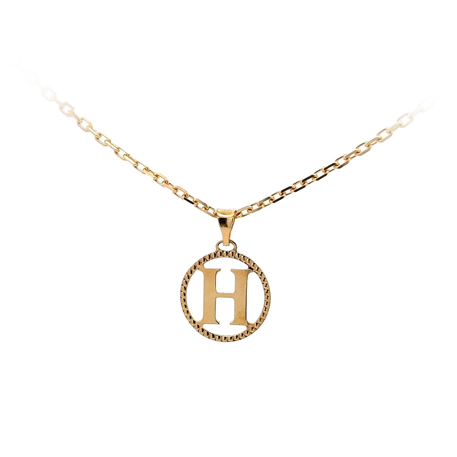 字母 H 黄金吊坠
