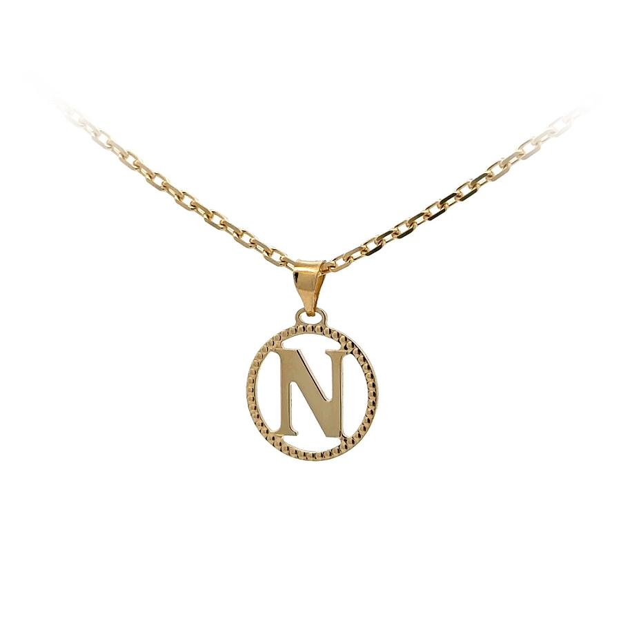 字母 N 黄金吊坠