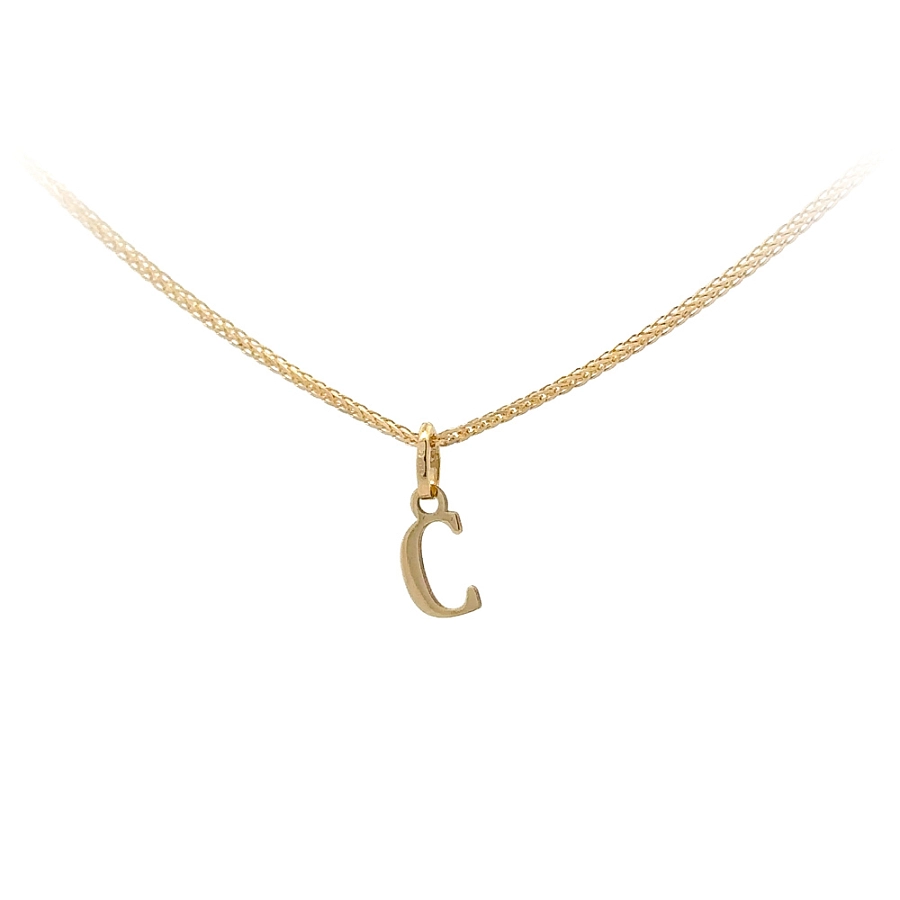 字母 C 黄金吊坠