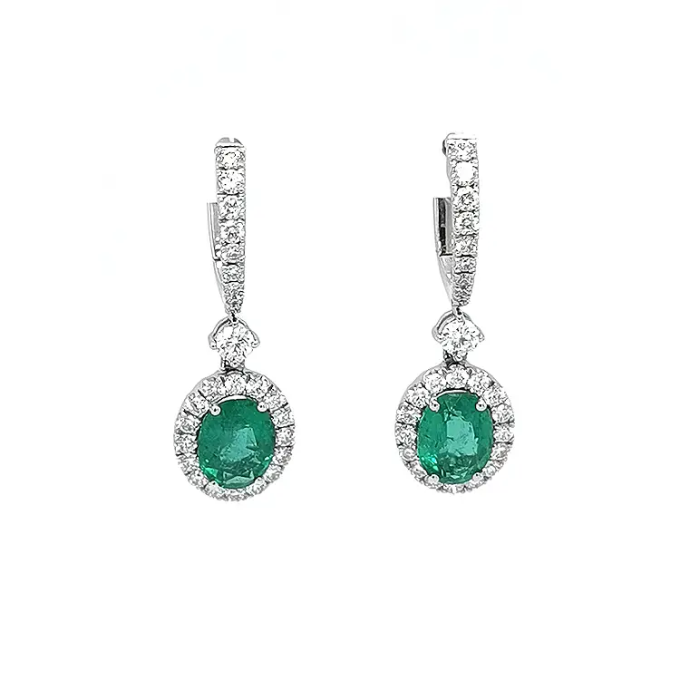 祖母绿和钻石黄金耳环