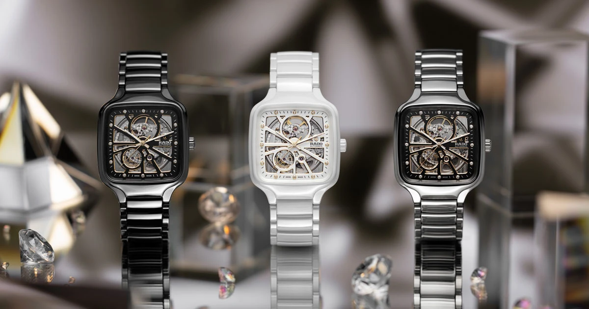 陶瓷镶钻腕表 Rado True Square Open Heart